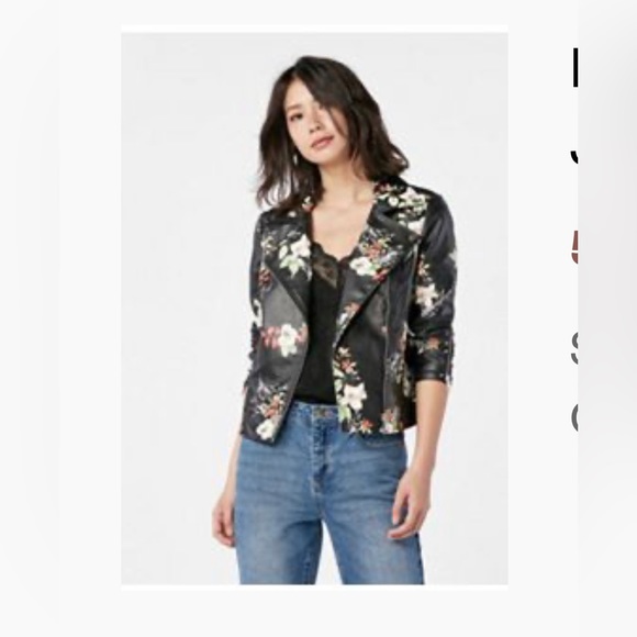 Floral Faux Leather Studded Jacket - Picture 5 of 6